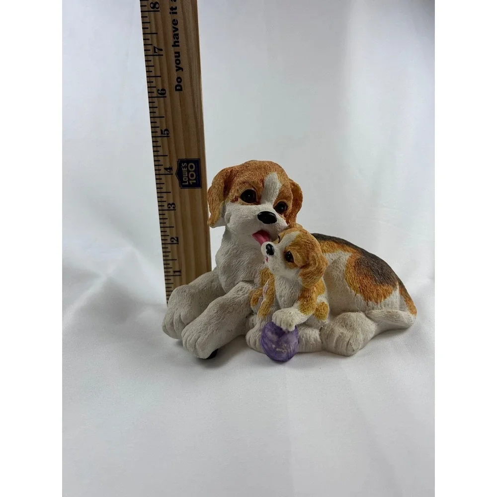 Vintage Mother Puppy Dog‎ Music Box Figurine Plays Baby Mine Beagle Resin